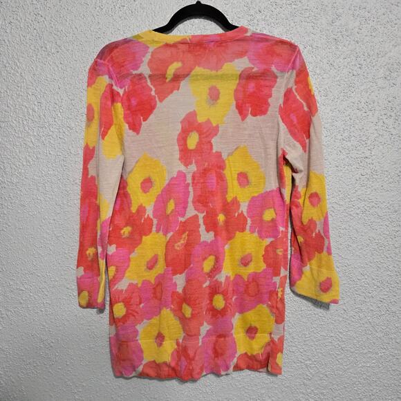 Loft Womens Button Up Floral V-Cut Cardigan Size XL Coquette Lightweight Girly - Picture 2 of 6